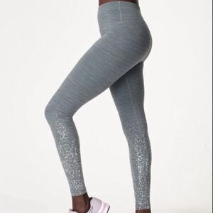 SWEATY BETTY | Blue Terrazzo Placement Disco Metallic 7/8 Leggings Women’s Small